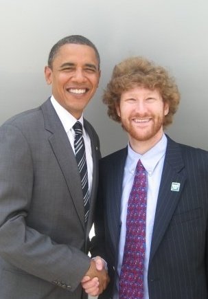 Joel Mendelson (M.A. 2015) with the 44th President of the United States, Barack Obama